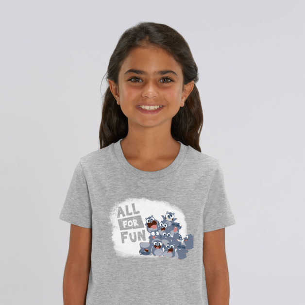 Kid T-shirt "all for fun" grey girl