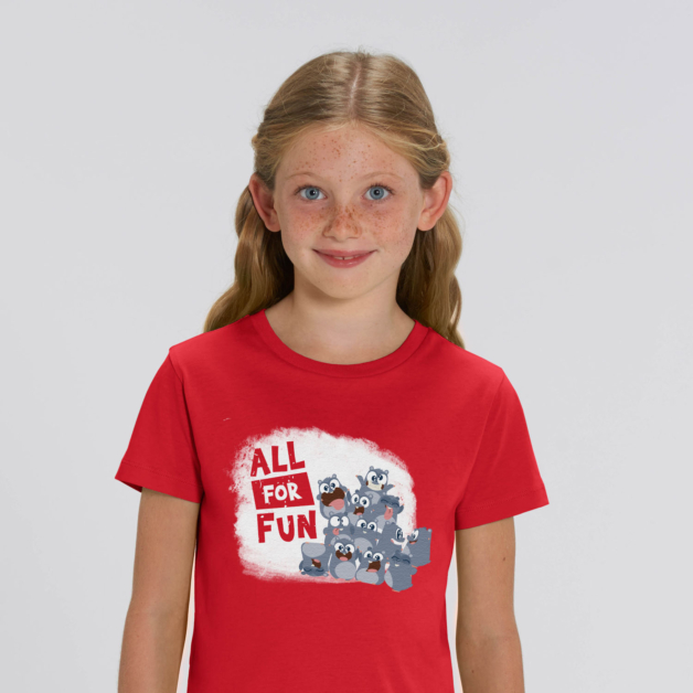 T-shirt enfant rouge Lemming "All for fun" fille