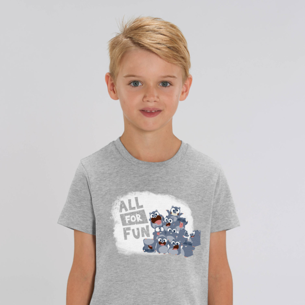 Kid T-shirt "all for fun" grey boy