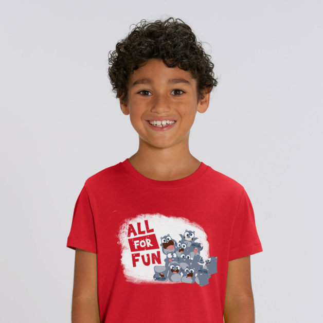 T-shirt enfant rouge Lemming "All for fun" garcon