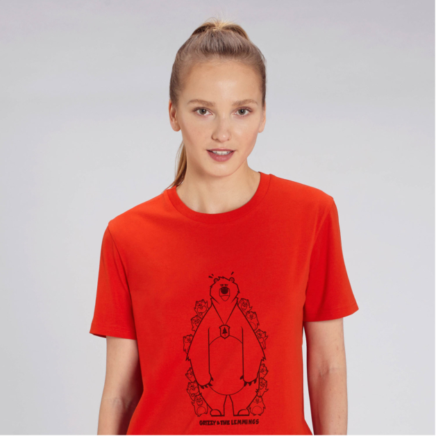 T-shirt grizzy adulte cache cache femme rouge